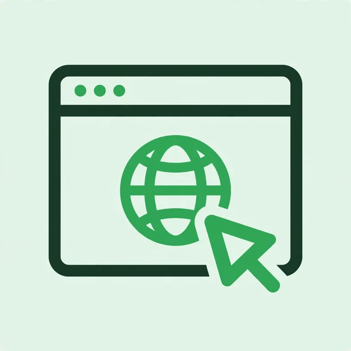 Ilustração de um navegador com um globo e um cursor